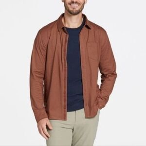 VRST Men's Long Sleeve Button Down Shirt Men's Brown Long Sleeve Shirt